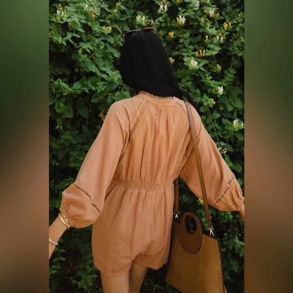 NWT Bohme Campbell Size XS Cotton Boho Romper in Russet Brown - Picture 3 of 11